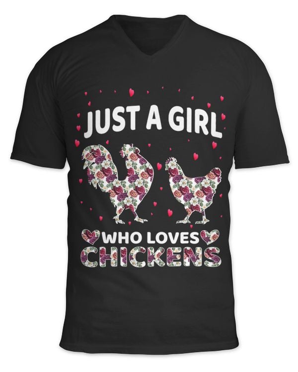 Awesome Just a Girl Who Loves Chickens Shirt Funny Floral 205