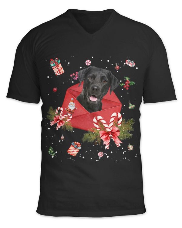 Black Lab In Christmas Card Ornament Pajama Xmas440