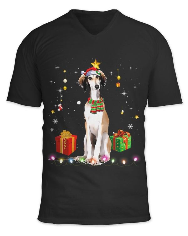 Borzoi Dog Santa Funny Christmas Tree Lights Xmas Pjs Boys 40