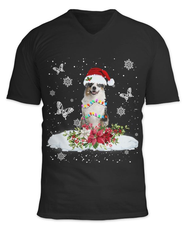 Aussie Snowly Christmas Tree Lights Pajama Dog Xmas 274