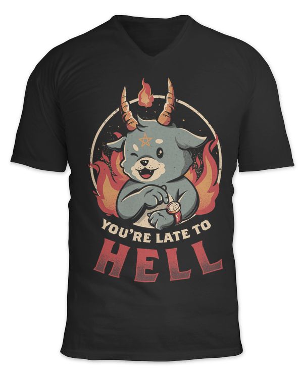 Baphomet Halloween Youre Late To Hell Funny Satanic Goat573