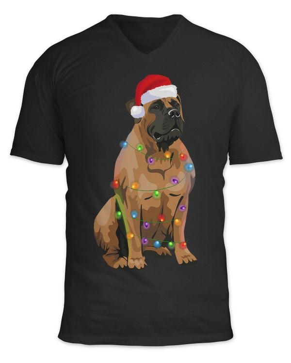 Boerboel Christmas Lights Xmas Dog Lover Santa Hat 43