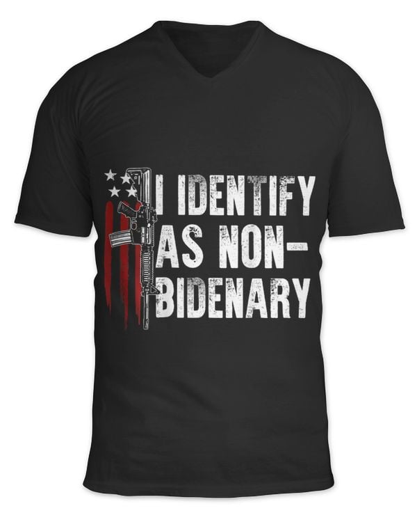 Gun American Flag I Identify As NonBidenary (on back)