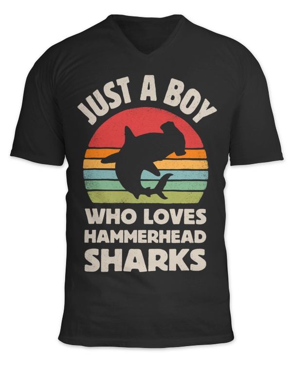 Hammerhead Shark Just A Boy Who Loves Sea Animals Men Retro
