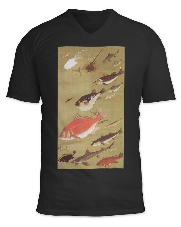 Fish Artistic Tee for Japanese Arts Enthusiasts