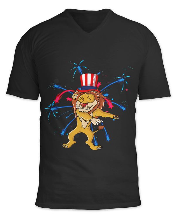 flossing lion with usa hat firework 4th of july s