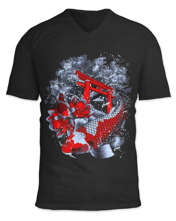 Asian Carp Fish Lotus Flower Temple Cherry Blossom Waterlily Geisha