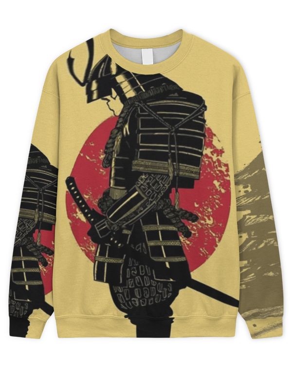 Japanese Samurai & Red Moon Sweater Shirt