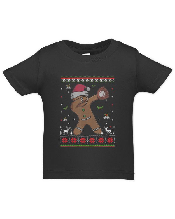 Ugly Christmas Dabbing Gingerbread Baseball Xmas Pajamas