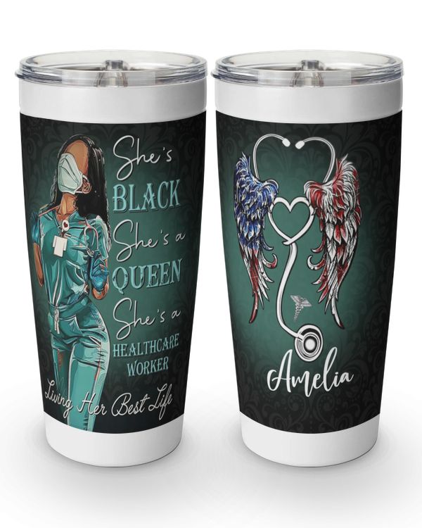 Personalized Custom Nurse She Queen Heart Tumbler