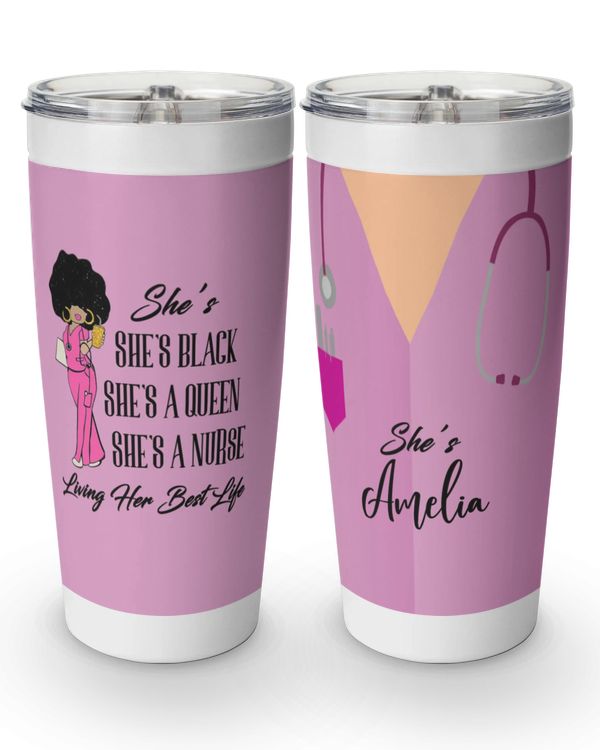 Personalized Custom Nurse She Queen Pink Tumbler