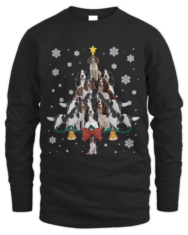 English Springer Spaniel Christmas Tree xmas light gift Long Sleeve T-Shirt Copy