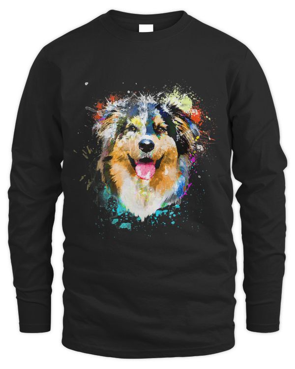 Aussie Splash Art Australian Shepherd T-Shirt