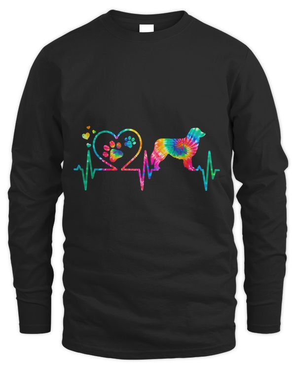 Australian Aussie Shepherd Mom Dad Heartbeat Tie Dye Gift T-Shirt
