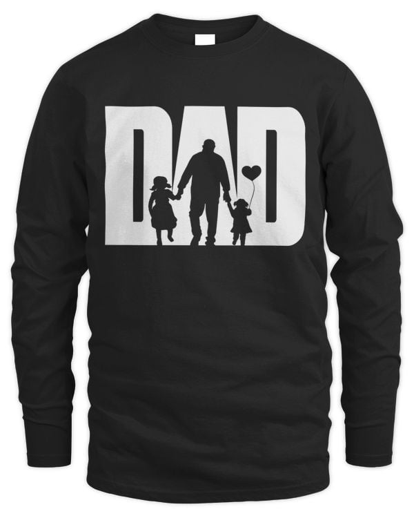 Cute Father'S Day T-Shirt, Dad With Children Shadow Figures, Father'S Day T-Shirt