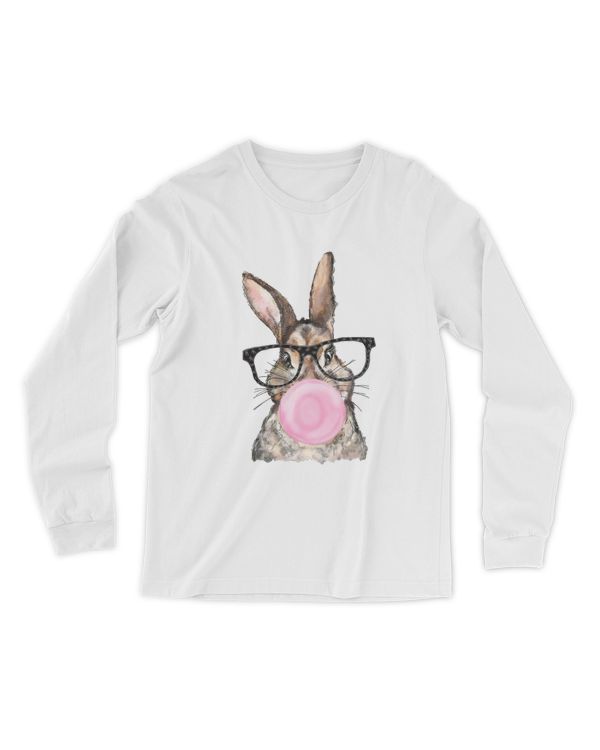 Bunny with Leopard Glasses shirt, Easter shirt, Easter bunny graphic tee, Easter shirts for women,Ladies Easter Bunny,Bubble Gum Bunny