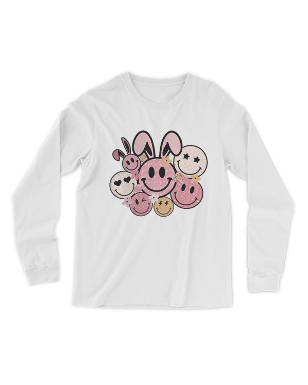 Easter bunny smiley face shirt, Easter design, groovy easter shirt, bunny peeps shirt, easter spring bunny