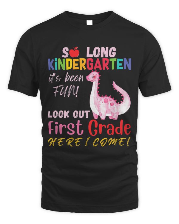 So Long Kindergarten Here I Come 1 Grade TRex Cute Dinosaur