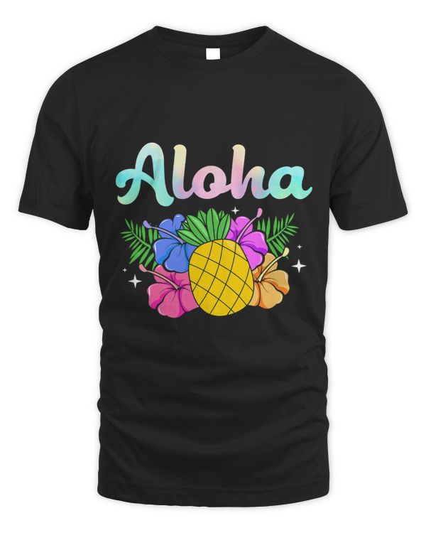 Pineapple Flowers Women Aloha Hawaii Hawaiian Floral Maui