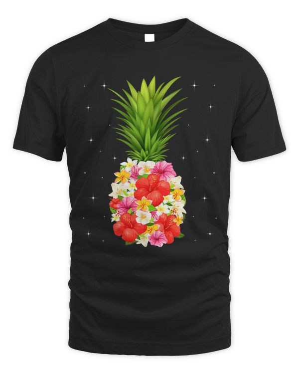 Pineapple Flowers Women Girls Aloha Hawaii Hawaiian Floral
