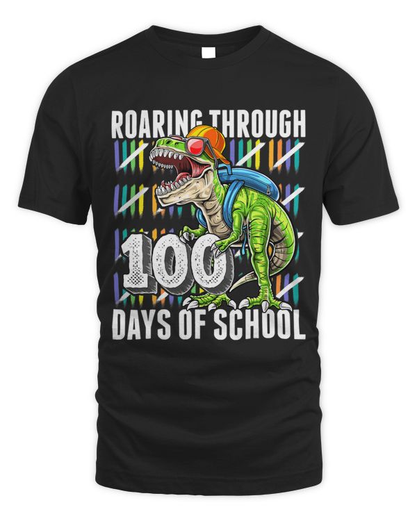 Roaring Through 100 Days of School T Rex Dinosaur Gift Boys