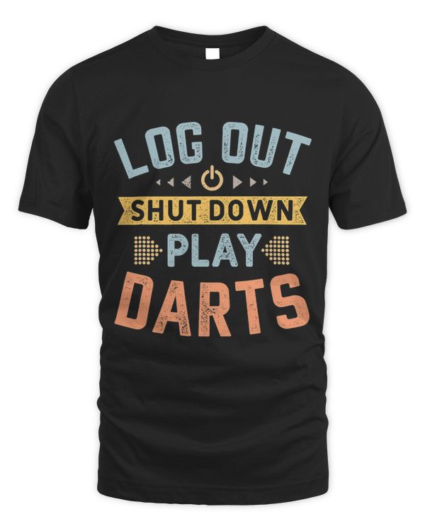 Log Out Shut Down Retro Dart Player Darts Hobby Quote