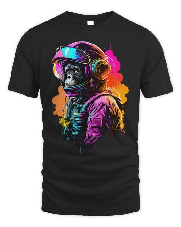 Monkey Lover Synthwave Retrowave Monkey Astronaut Retro 1980s Graphic