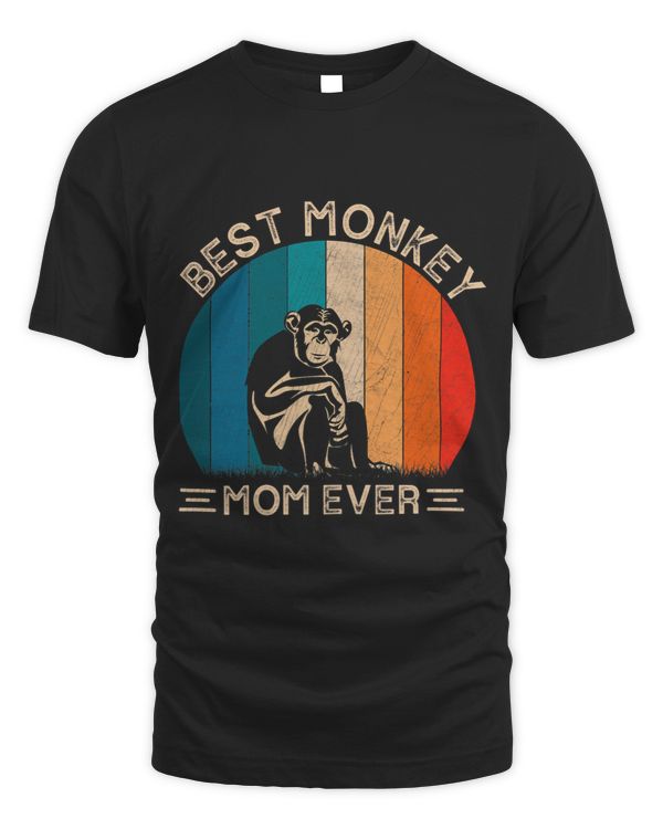 Monkey Lover Womens Retro Monkey Graphic For Mom Best Mom Ever Mothers Day