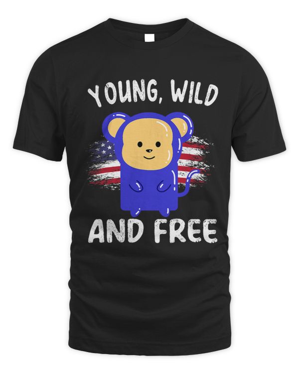 Monkey Lover Young Wild And Free Monkey 4th Of July Patrotic Kids