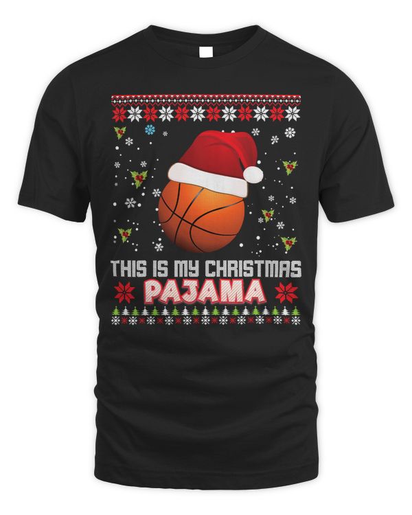 Basketball Lover This Is My Christmas Pajama Basketball Santa Elf Ugly 11 Basketball Lover Basketball