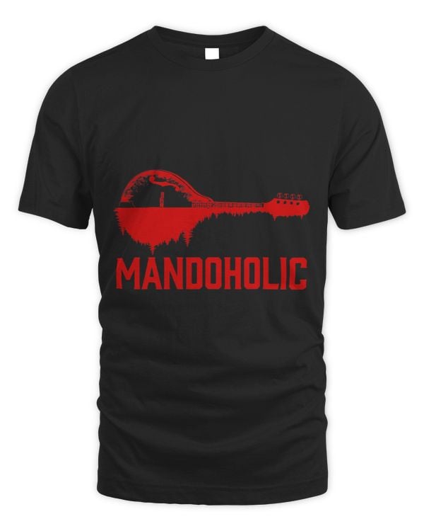 Mandoholic Vintage Mandolin Design Trees Reflection Art