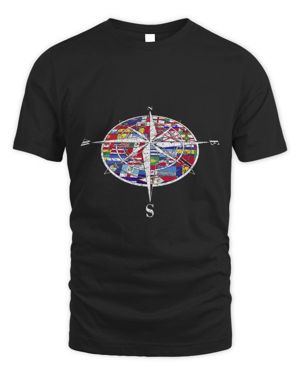 World Flag Compass Travelling Traveler World Flags