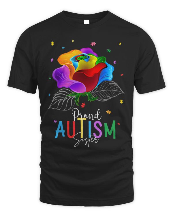 Im a Proud Autism Sister Autism Awareness Puzzle Flowers