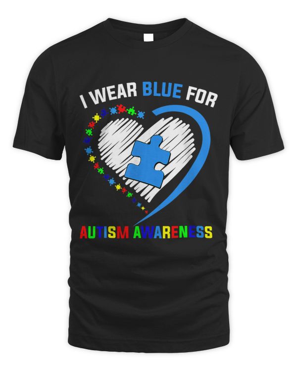 I Wear Blue For Autism Awareness Heart Puzzle