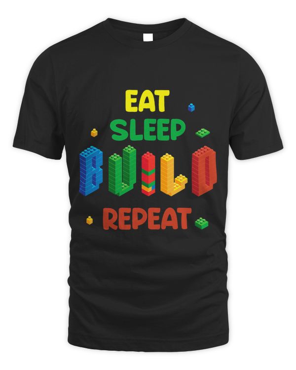 Funny Eat Sleep Build for Kids Men Women Cool Block Building