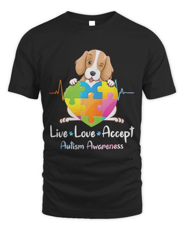 American Foxhound With Puzzles Heart Live Love Accept Autism
