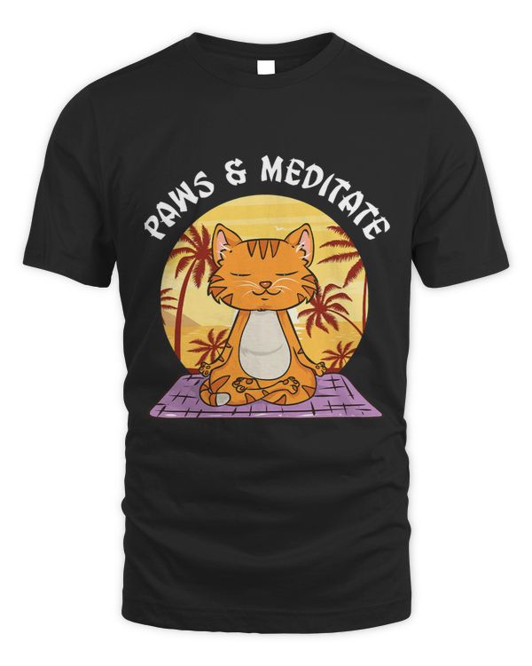 Namaste Yoga Paw and Meditate Yoga Cat Shirt Cat Lovers Meditation Yoga Meditation