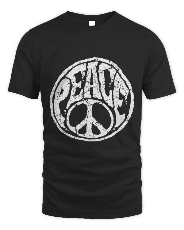 Vintage Peace Sign White Distressed 60s 70s Retro Aesthetic