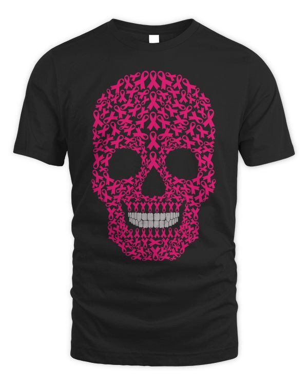 In October We Wear Pink Skull Breast Cancer Awareness.