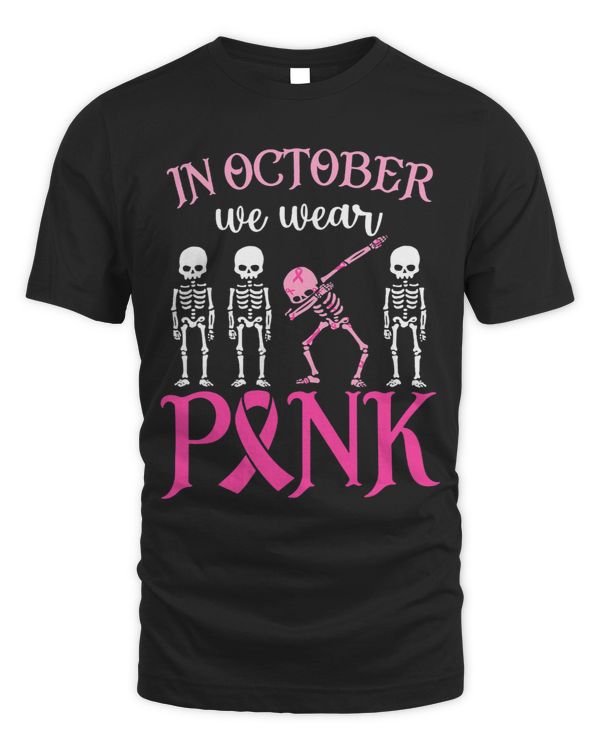 In October We Wear Pink Skull Halloween Breast Cancer Women