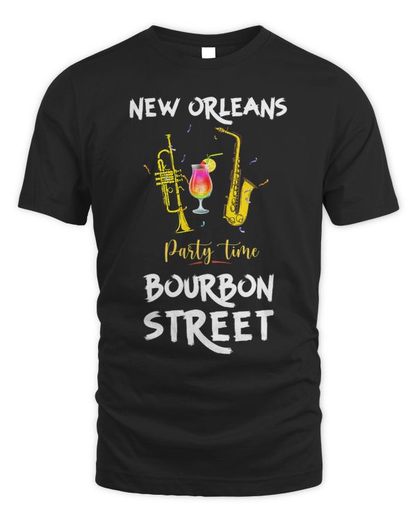New Orleans Bourbon Street Party Time Jazz Funny Jazz tee M