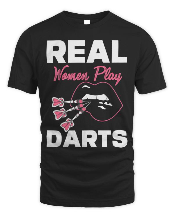 Womens Real Women Play Darts Funny Darts Tournament Girl Lips