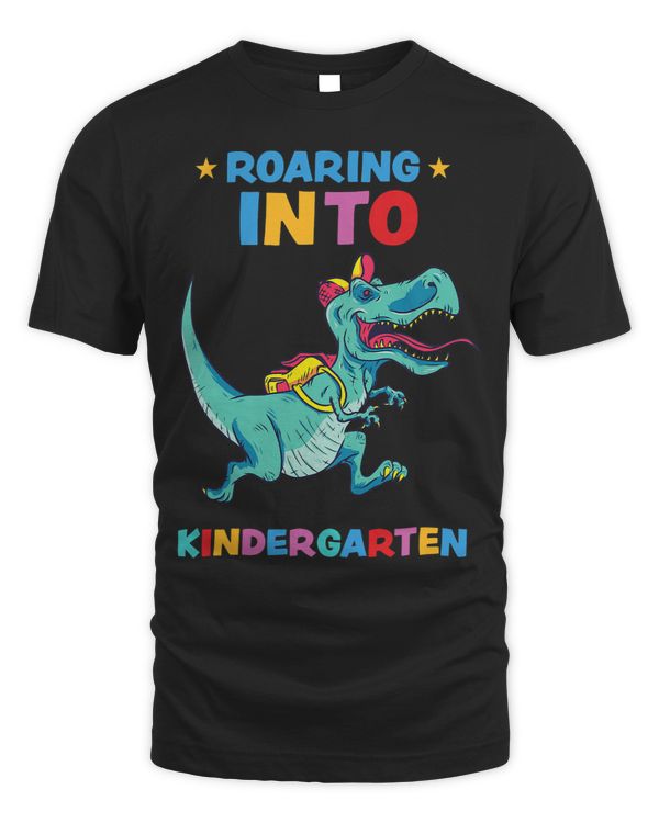 Kids Roaring Into Kindergarten T Rex Tshirt