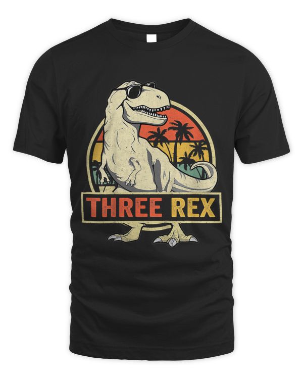 Kids Three Rex 3rd Birthday Third Di.nosaur 3 Year Old