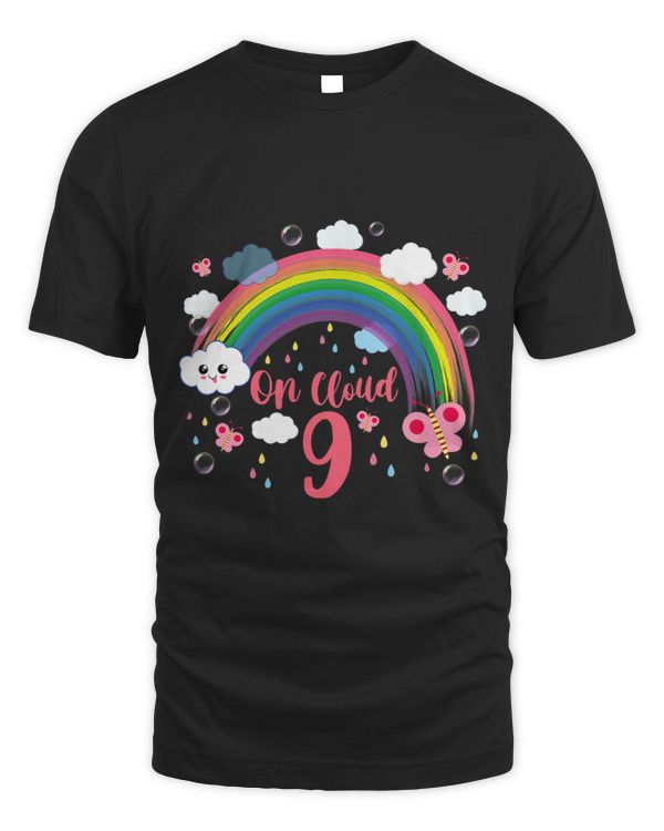 Rainbow On Cloud Nine Flower Happy 9th Birthday 9 Years Old