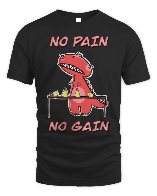 Red TRex Practicing Handbells No Pain No Gain