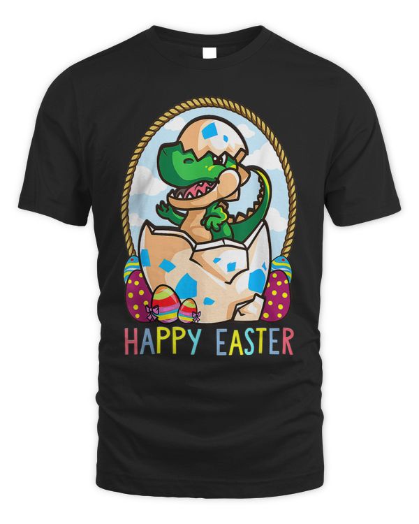 Happy Easter Day T Shirt with Cute Decorated Egg Basket