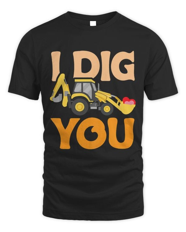 Kids I Dig You Valentines Day Love Bulldozer Hearts February 14th