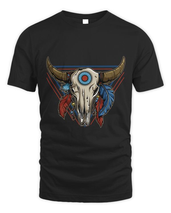 Skeleton Skulls Classic Buffalo Skull Native American Tribe Totem Skull