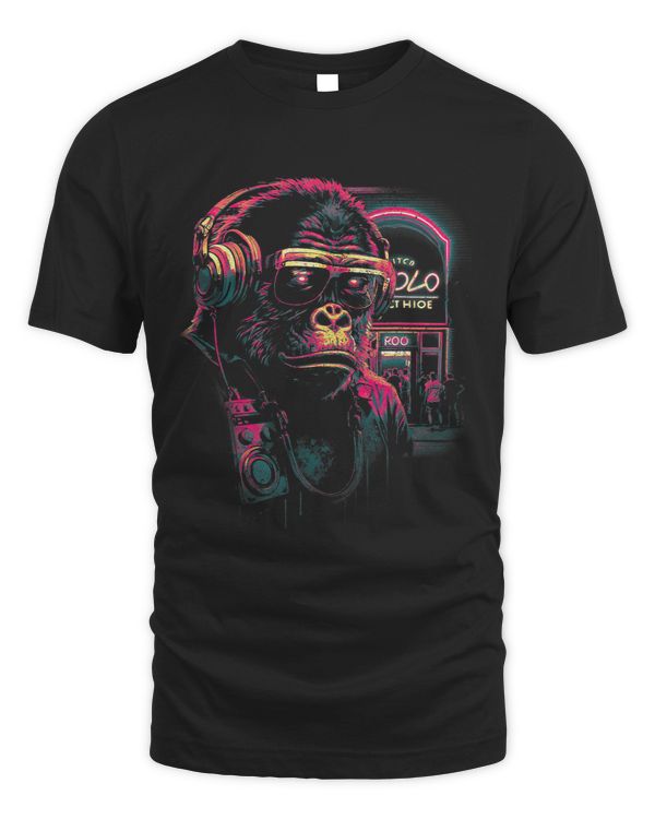 Cant hear you. Gorilla with sunglasses and headphones.